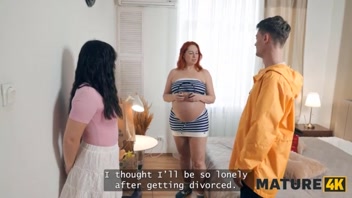 MATURE4K: Naughty Neighbors Bang Hot Redhead in Wild Threesome