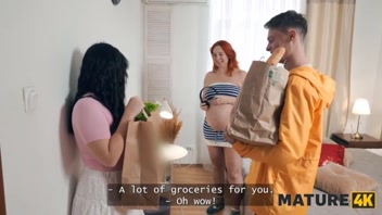 MATURE4K: Steamy Threesome with Young Couple & Pregnant Neighbor!