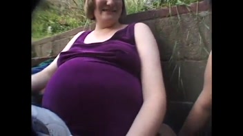 Pregnant Katarina's Wild Double Dildo Play with Friend in Park