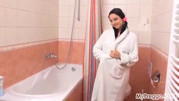 Pregnant Alyssa's Steamy Shower Climax!