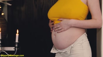 Adorable Pregnant Angel Princess in Slippery Nuru Fun