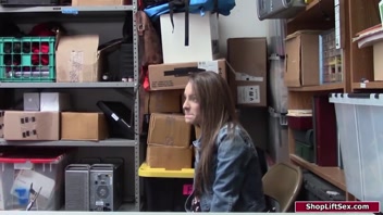 Sexy Brunette Thief Chokes on Cop's Shaft