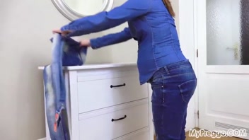 Pregnant Missy Struggles with Tight Old Clothes!